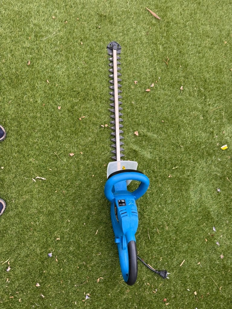 Elektrische heggenschaar Top Craft 600 W – 59 cm snoeilengte, Ophalen, Gebruikt, Elektrisch, Top Craft (ALDI)