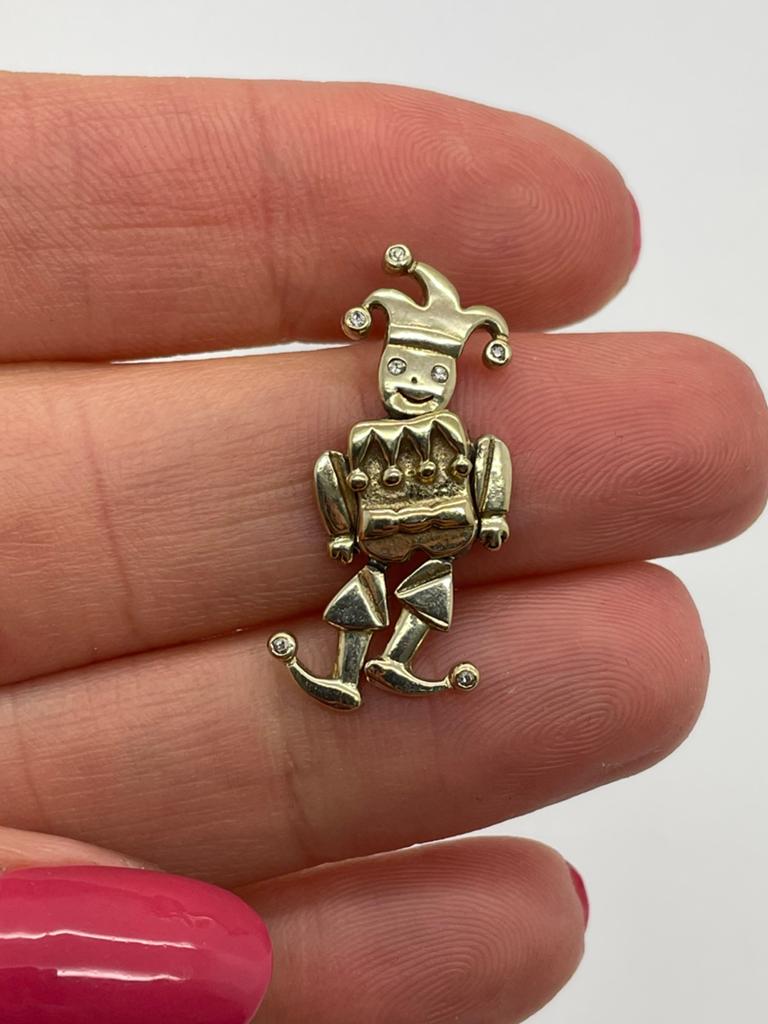 D981 Prachtige zilveren harlekijn hanger goudkleur, Sieraden, Tassen en Uiterlijk, Overige voorstellingen, Ophalen of Verzenden