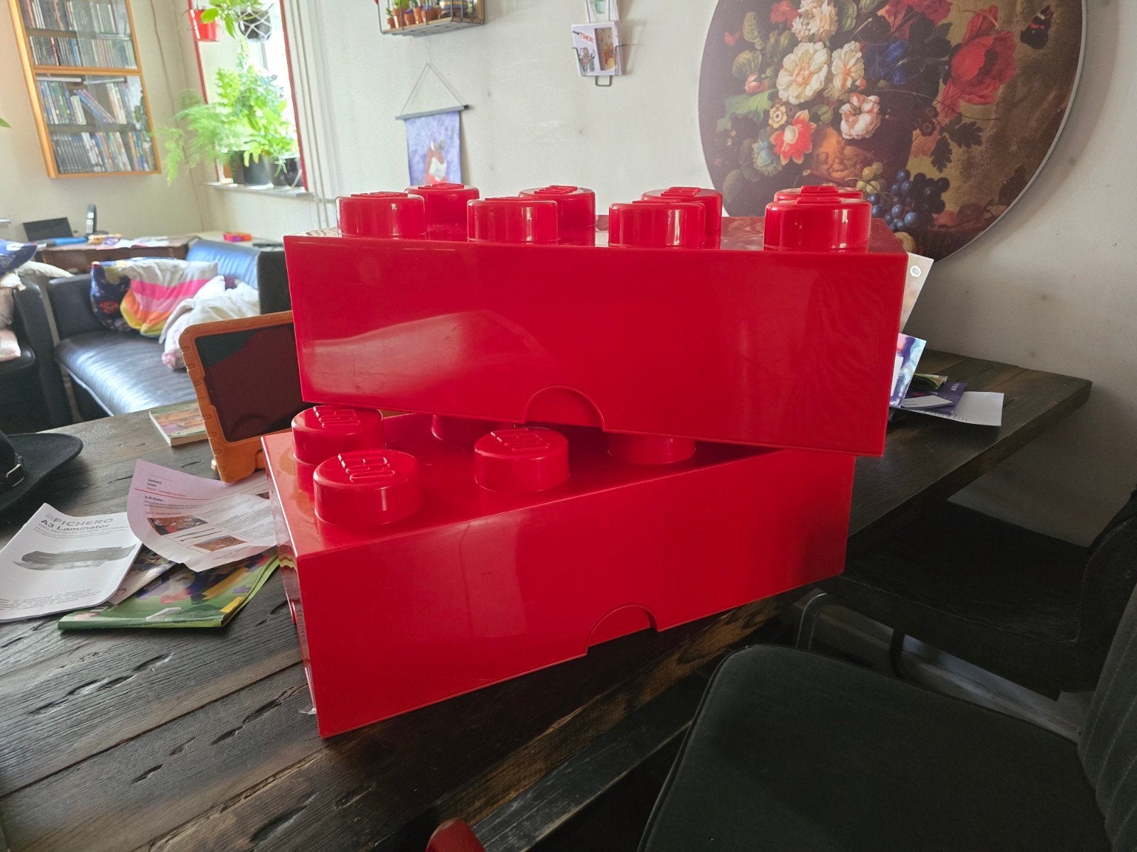 2x LEGO Opbergdoos Rood - Grote Stapelbare Blokken, Ophalen, Gebruikt, Lego, Overige typen