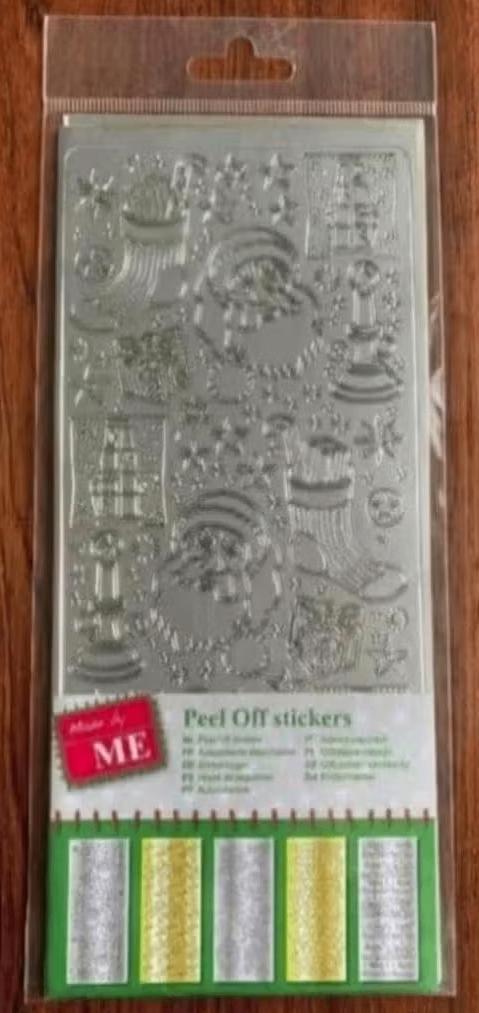Zilverkleurige stickers kerstmis, kerstman; NIEUW; peel off, Hobby en Vrije tijd, Kaarten | Zelf maken, Ophalen of Verzenden, Nieuw