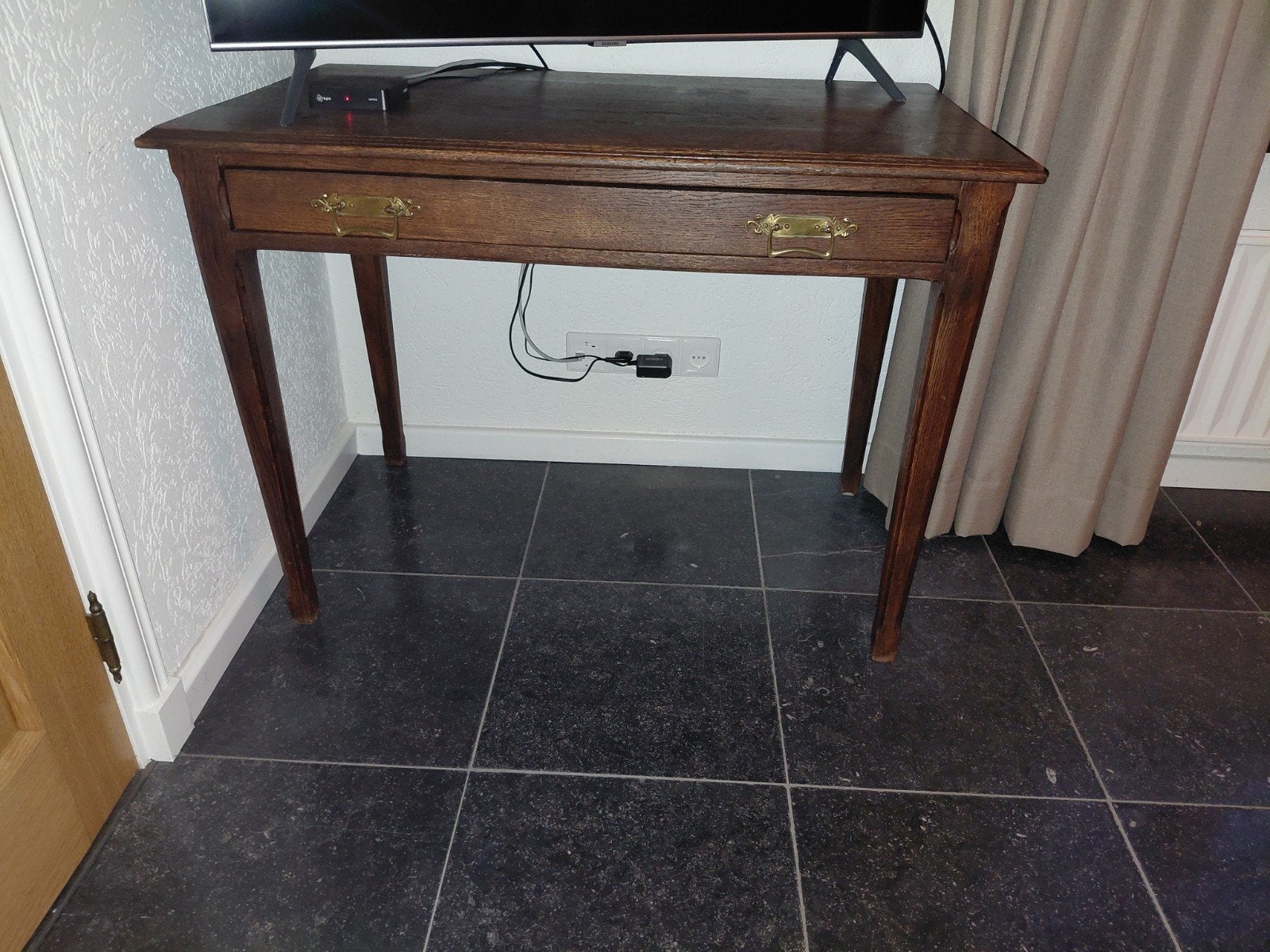 Antieke eiken houten sidetable met lade, Ophalen