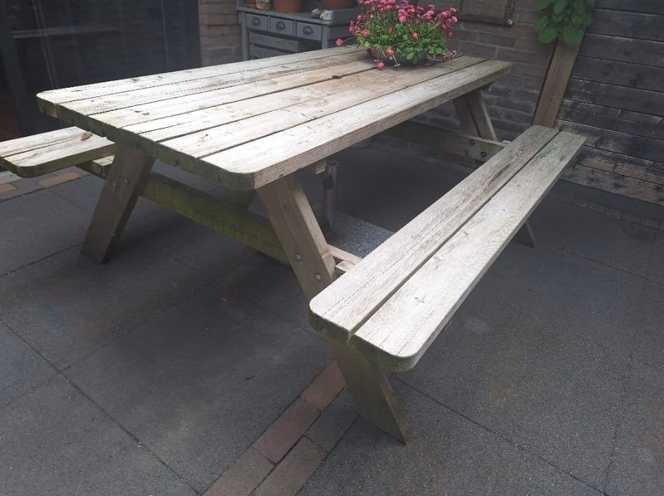 Picknicktafel, Tuin en Terras, Picknicktafels, Ophalen, Zo goed als nieuw, Rechthoekig, Hout