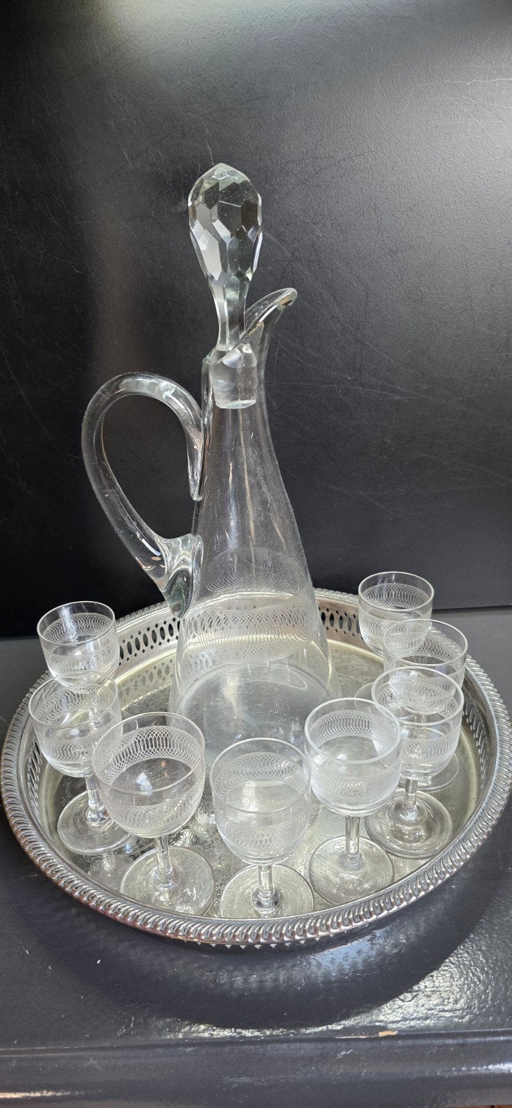 Vintage Karaf en Glaasjes met Decoratie - WS Leerdam Stijl, Antiek en Kunst, Ophalen of Verzenden