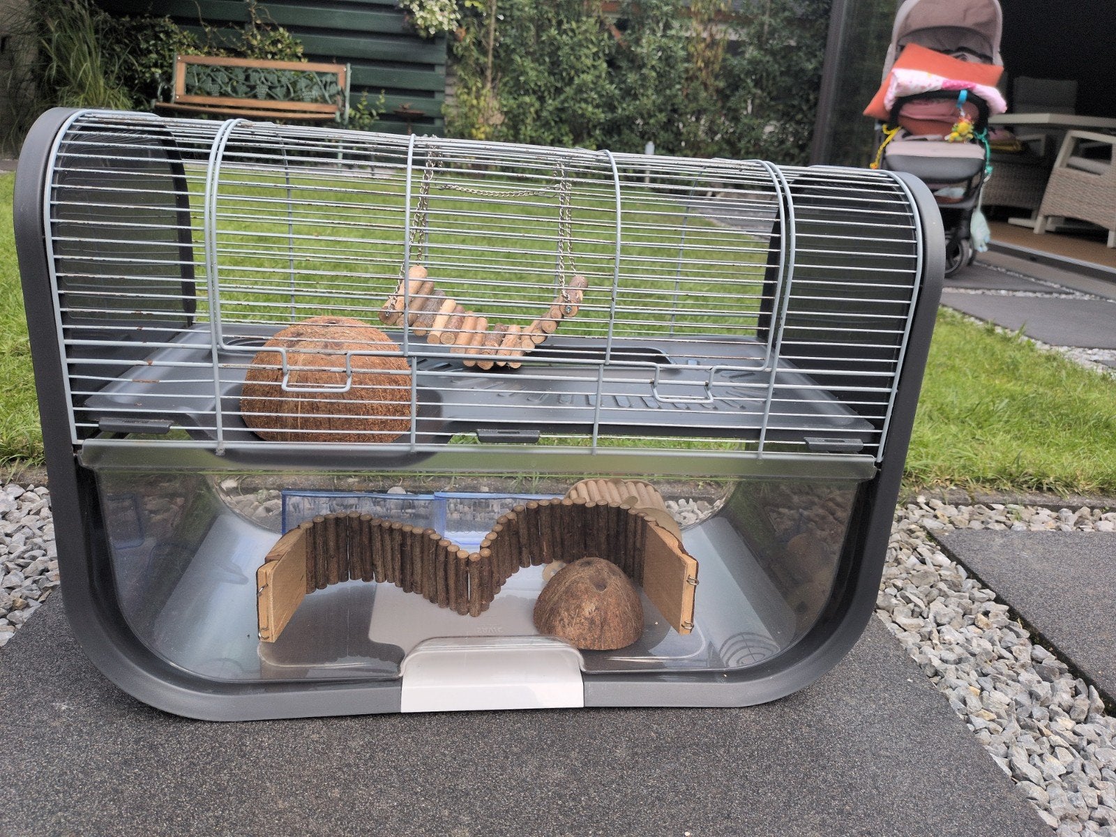 grote hamsterkooi/dwerghamstervilla met veel attributen, Ophalen, Zo goed als nieuw