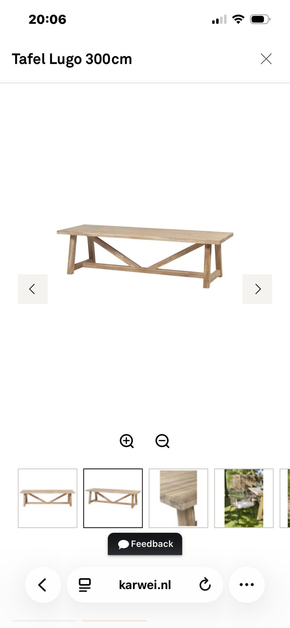 Karwei Lugo tuintafel 300cm acaciahout, Tuin en Terras, Tuintafels, Ophalen, Gebruikt, Rechthoekig, Hout