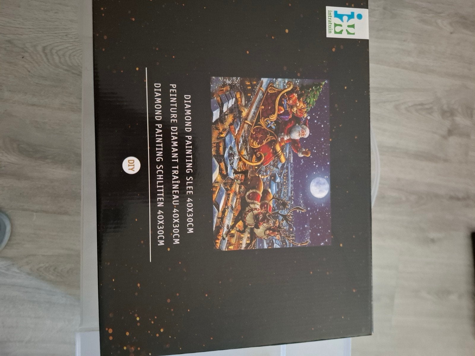 Kerst Diamond Painting Sleigh 40x30cm - DIY Knutselset, Diamond painting, Nieuw, Meerkleurig, Ophalen of Verzenden