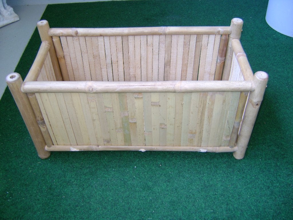 Plastic/bamboe plantenbak., Tuin en Terras, Ophalen, Minder dan 30 cm, Minder dan 60 cm, Rond