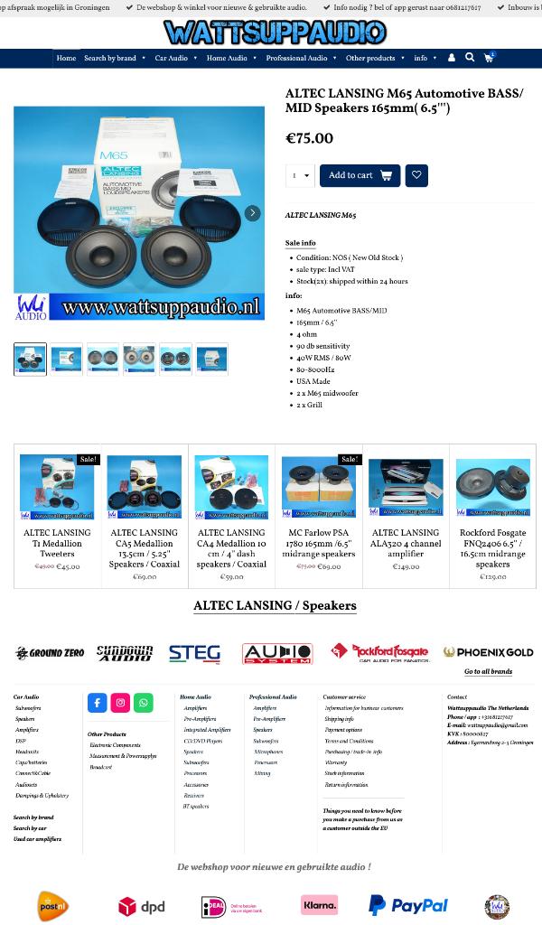 ALTEC LANSING M65 BASS/MID Speakers 165mm( 6.5'''), Auto diversen, Autospeakers, Nieuw, Ophalen of Verzenden, Support@alteclansing.com