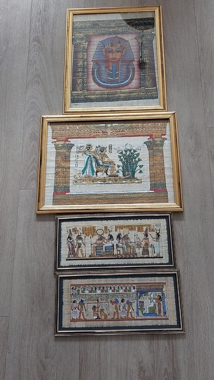 4 maal Egyptische papyrus met 2 maal certificaat van echthei, Ophalen of Verzenden