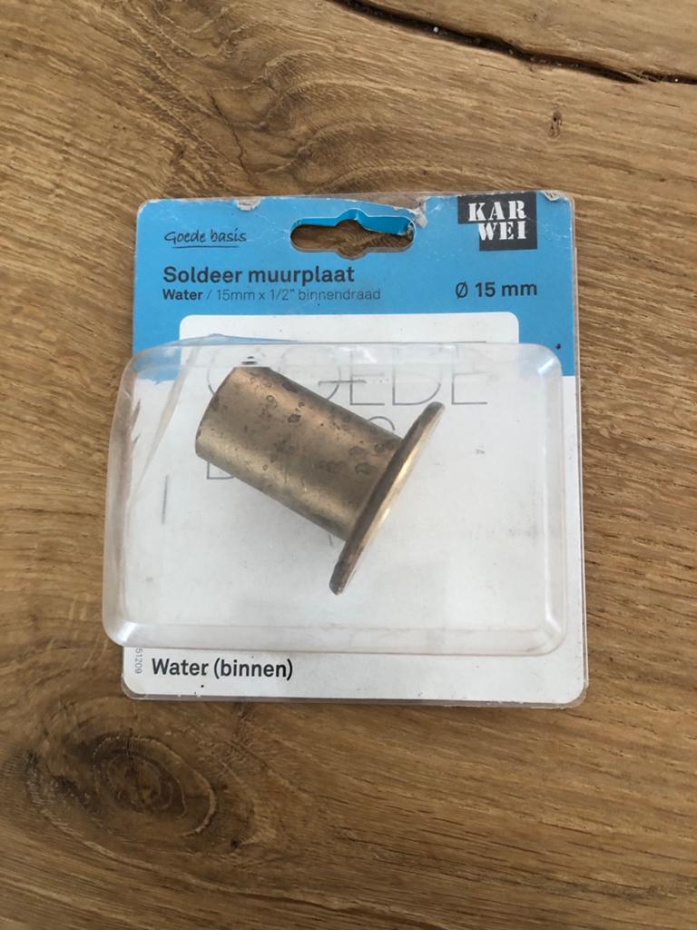 Soldeer muurplaat Water 15mm x 1/2" binnendraad, Doe-het-zelf en Verbouw, Sanitair, Ophalen of Verzenden, Nieuw, Overige typen