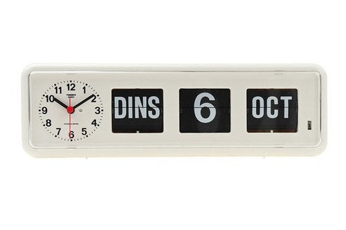 Kalenderklok Twemco BQ-38 Wit Nederlands, Analoog, Ophalen of Verzenden, Zo goed als nieuw, Kalenderfunctie