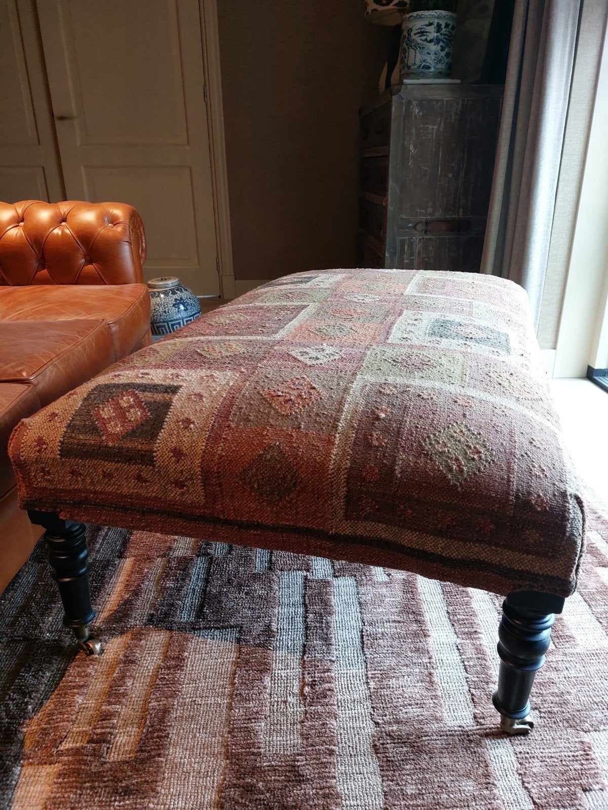 Zeldzaam mooie Kelim Hocker ., Ophalen, 75 tot 100 cm, Zo goed als nieuw, Minder dan 150 cm