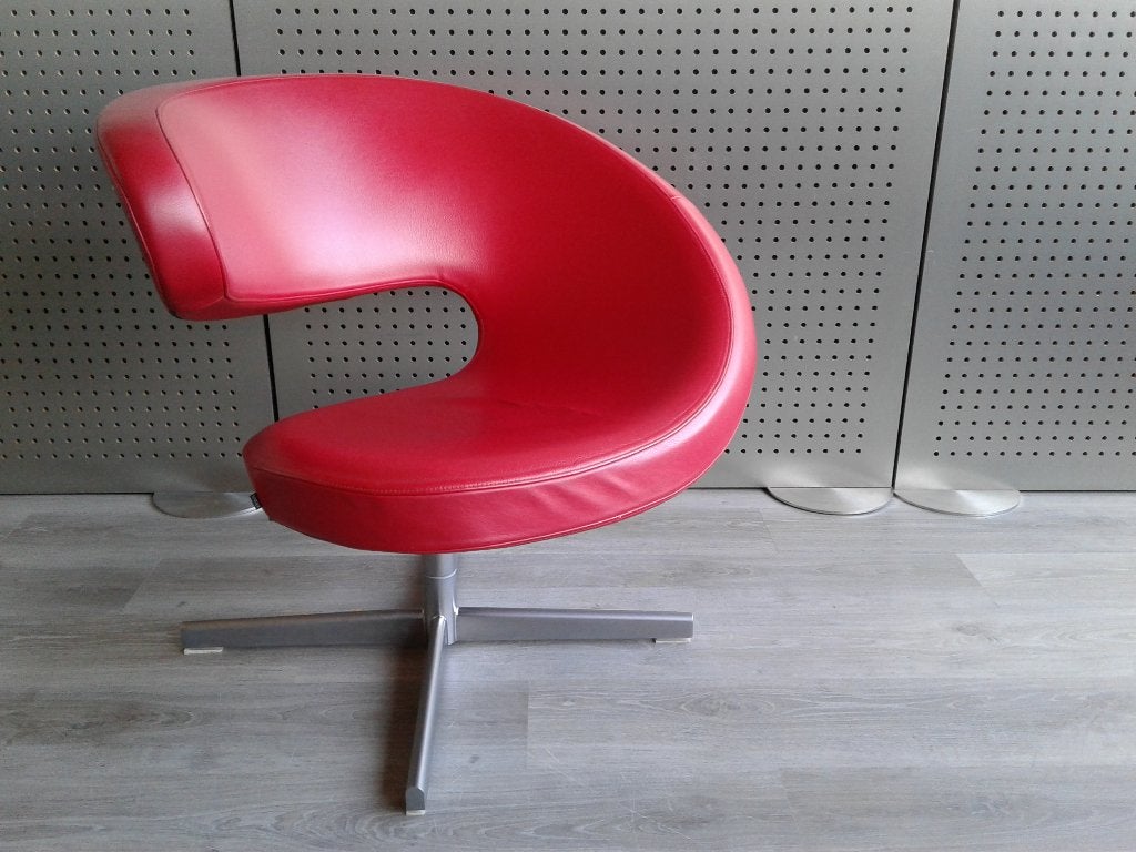 Variér (Stokke) Peel Club (Rood Leder), Heel Mooi!, Huis en Inrichting, Fauteuils, 75 tot 100 cm, Ophalen of Verzenden, Zo goed als nieuw
