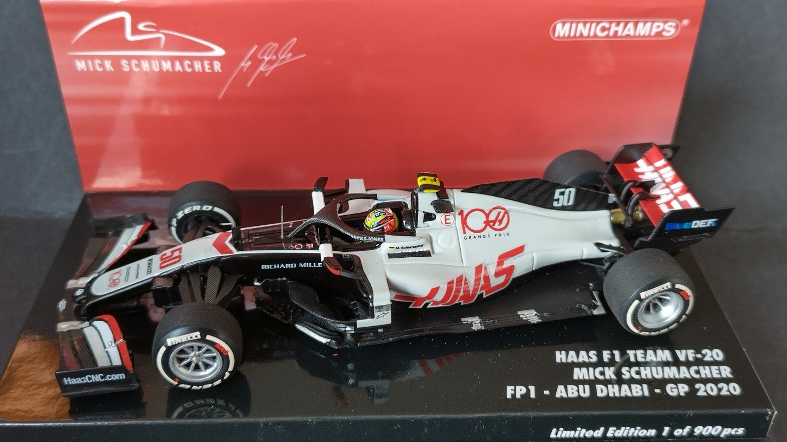 Haas F1 VF20 Mick Schumacher 1:43 Minichamps Pol, Hobby en Vrije tijd, Modelauto's | 1:43, Auto, ., Nieuw, Ophalen of Verzenden