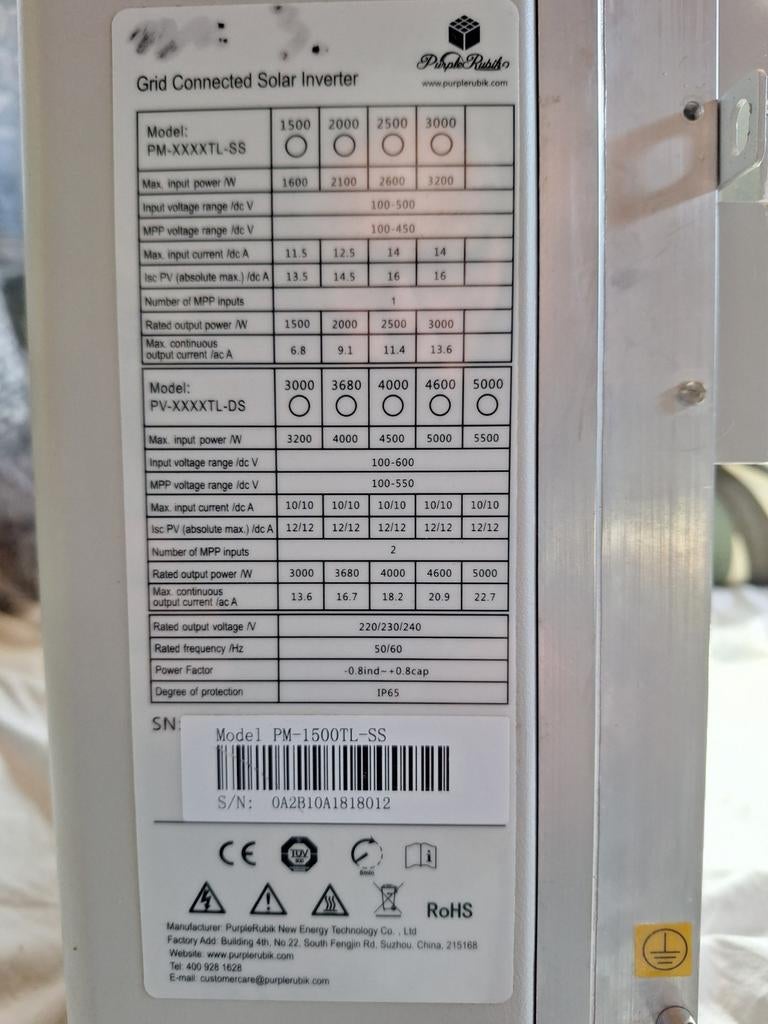 Presola PM-1500TL-SS Omvormer voor Zonnepanelen, Ophalen, Gebruikt, Overige typen