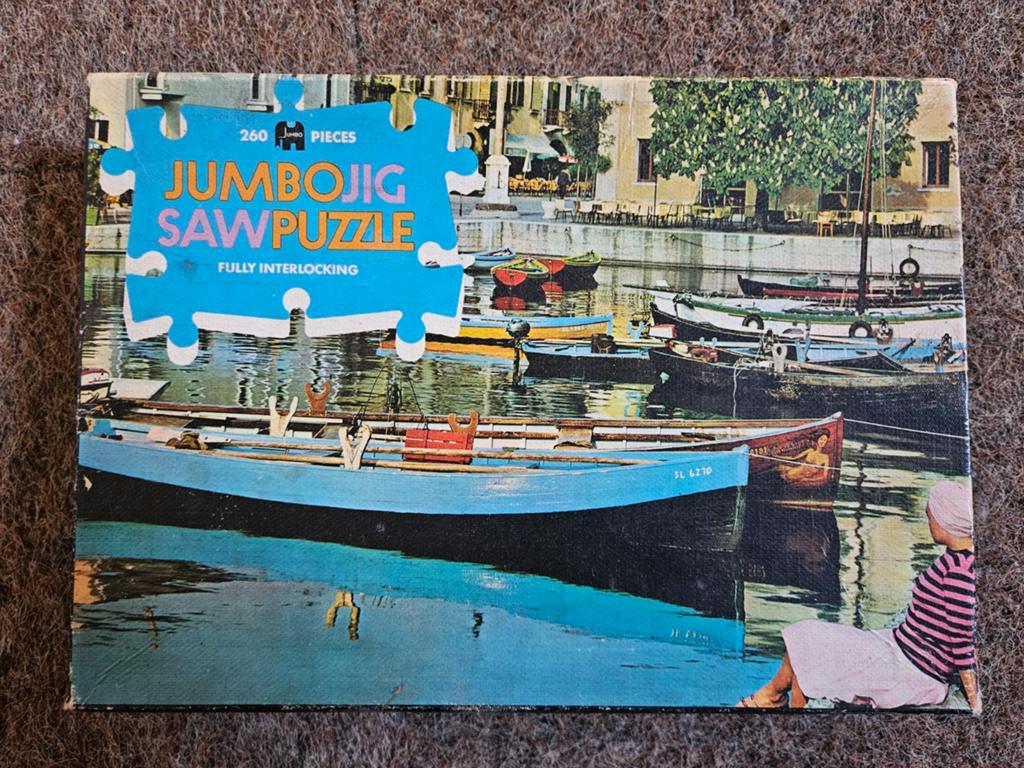 Vintage Jumbo Jig Sawpuzzle 260 stukjes - Havenzicht, Ophalen of Verzenden, Minder dan 500 stukjes, Gebruikt, Legpuzzel