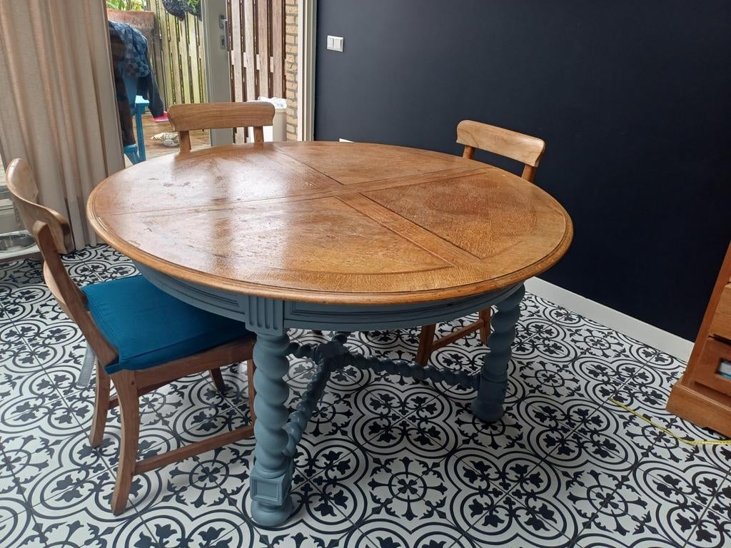 Houten ronde uitschuifbare eettafel 140naar 240, Huis en Inrichting, Tafels | Eettafels, Ophalen, Gebruikt, Rond, 100 tot 150 cm