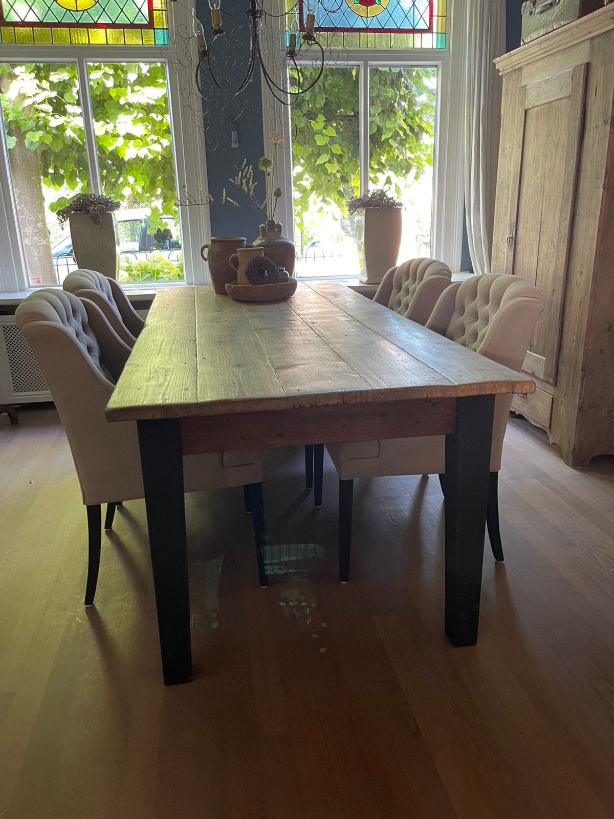 Eettafel van oude wagondelen, Ophalen, 200 cm of meer, 50 tot 100 cm, Zo goed als nieuw