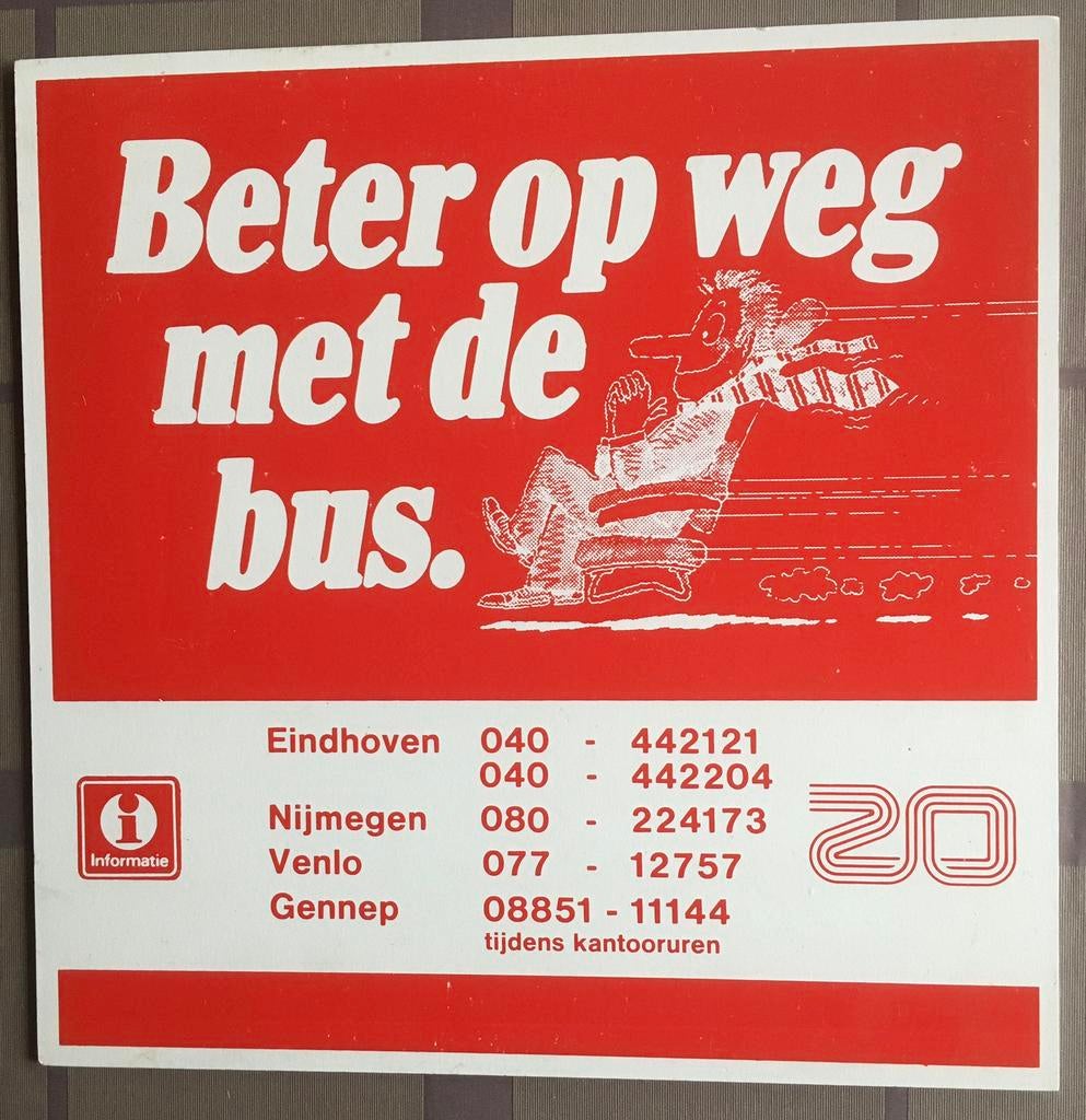 iNFO / RECLAME-BORD ZUIDOOSTER AUTOBUSDIENSTEN n.v., Verzamelen, Spoorwegen en Tramwegen, Ophalen of Verzenden, Gebruikt, Bus of Metro