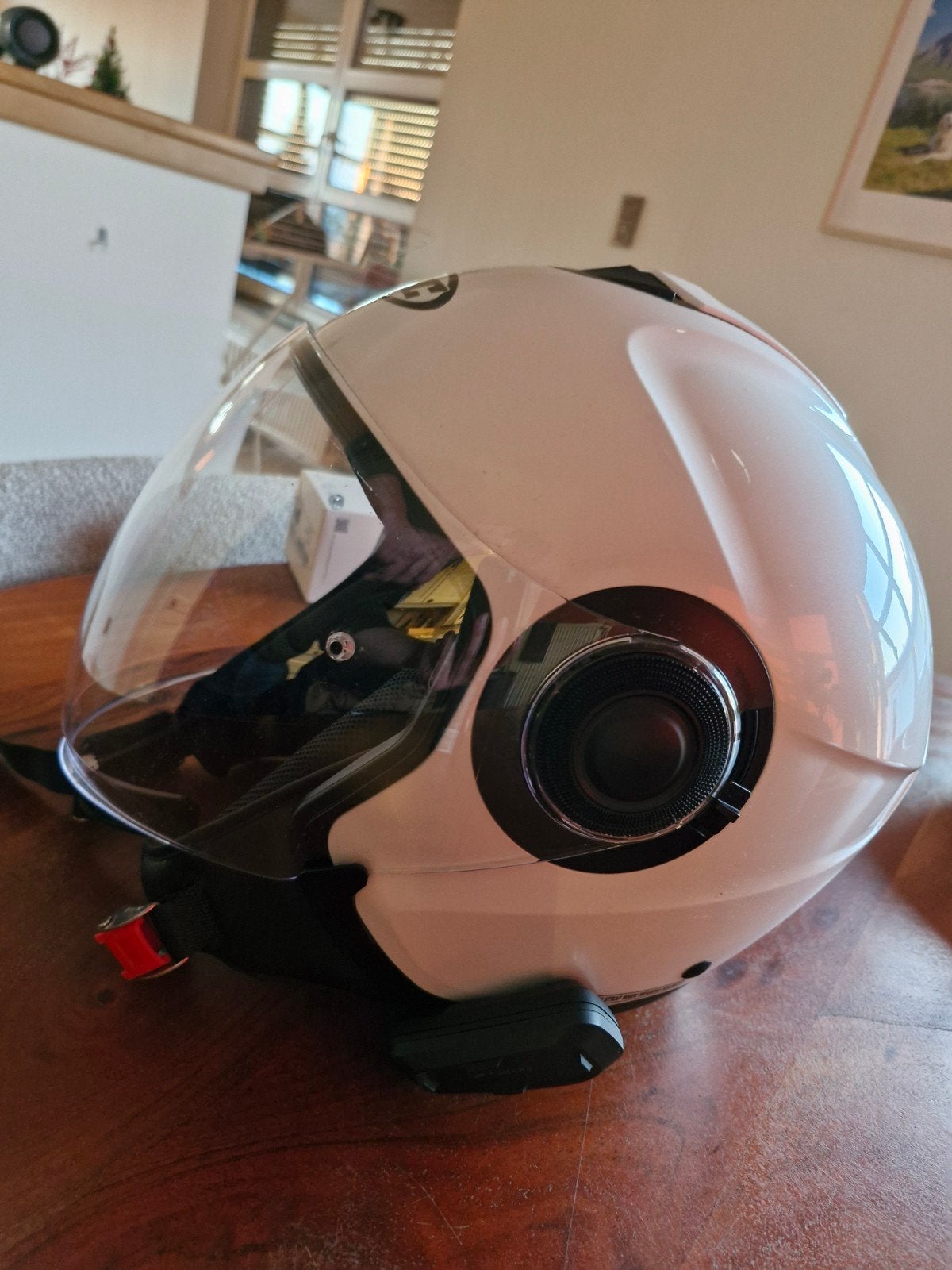HJC helm met Cardo Spirit HD intercom - Zo goed als nieuw, Ophalen of Verzenden, Tweedehands, Systeemhelm, HJC