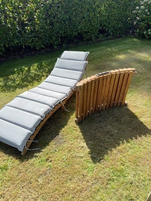 Nazomeraanbieding: Luxe tuin ligbedden + kussens, Tuin en Terras, Ligbedden, Ophalen, Zo goed als nieuw, Hout, Inklapbaar