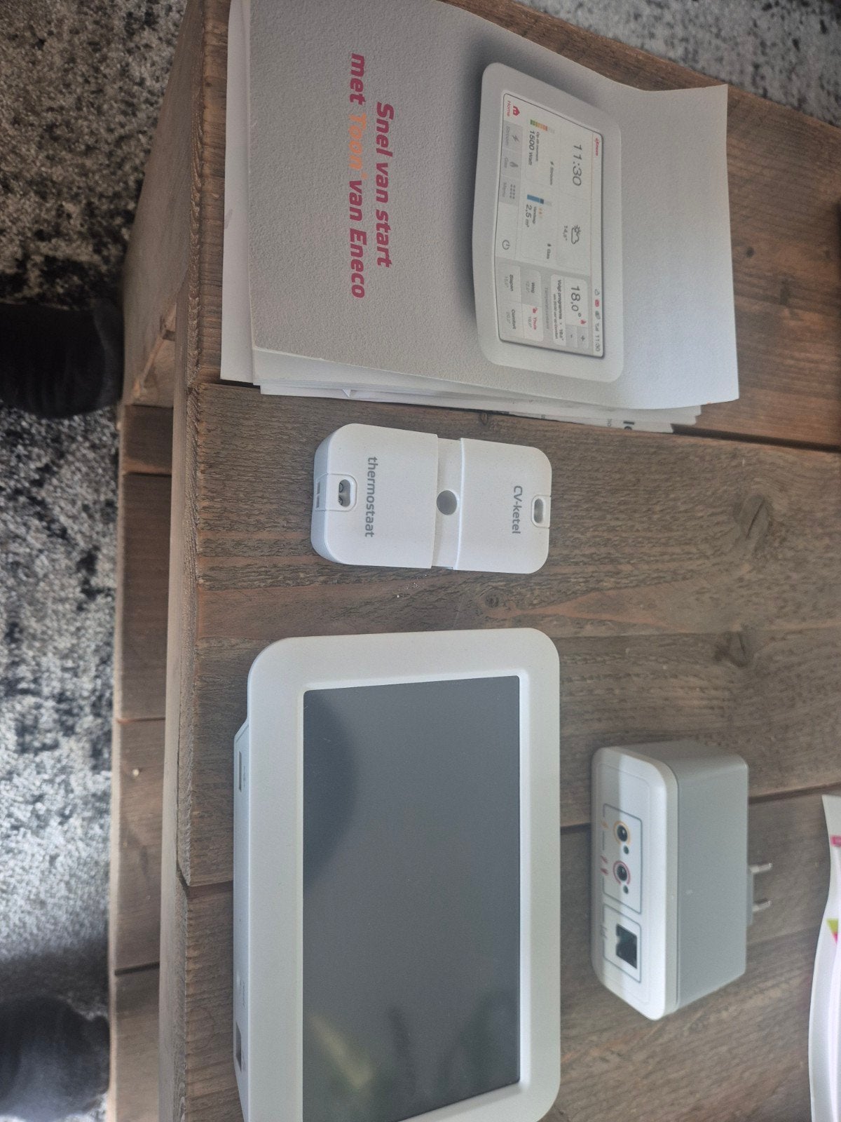 Eneco Toon thermostaat V1 met thermostaat en ketelmodule, Ophalen, Slimme thermostaat, Gebruikt