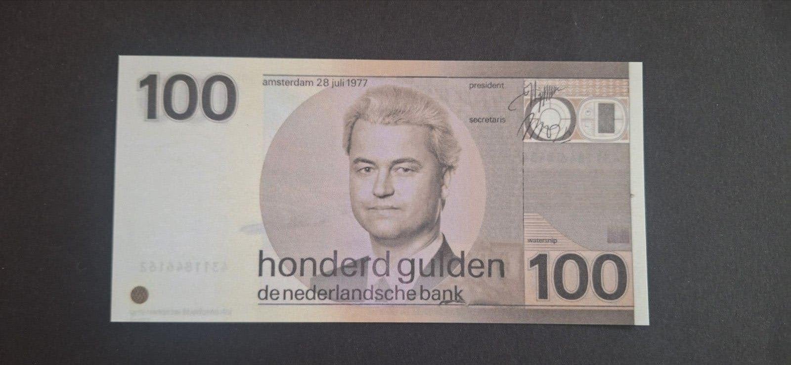 Wilders bankbiljet 100 gulden snip UNC .., Ophalen of Verzenden, 100 gulden