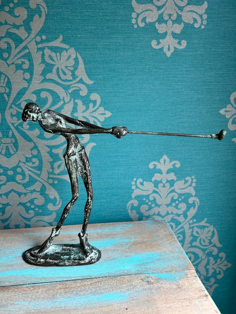 Beeld brons golf dame, Antiek en Kunst, Ophalen of Verzenden, Brons