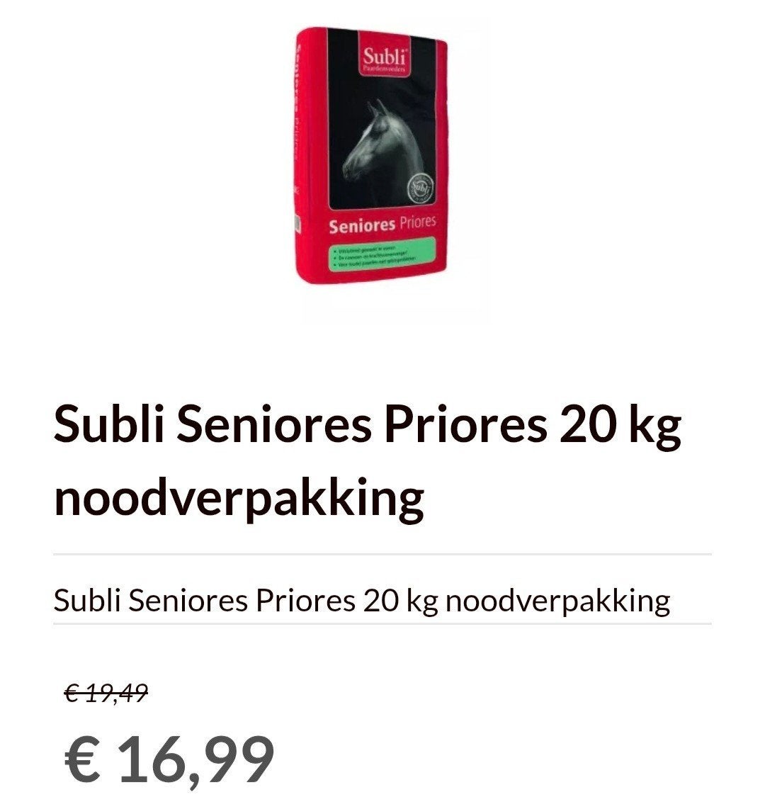 Subli Seniores Priores ivm noodverpakking, Dieren en Toebehoren, Dierenvoeding, Ophalen of Verzenden, Vee