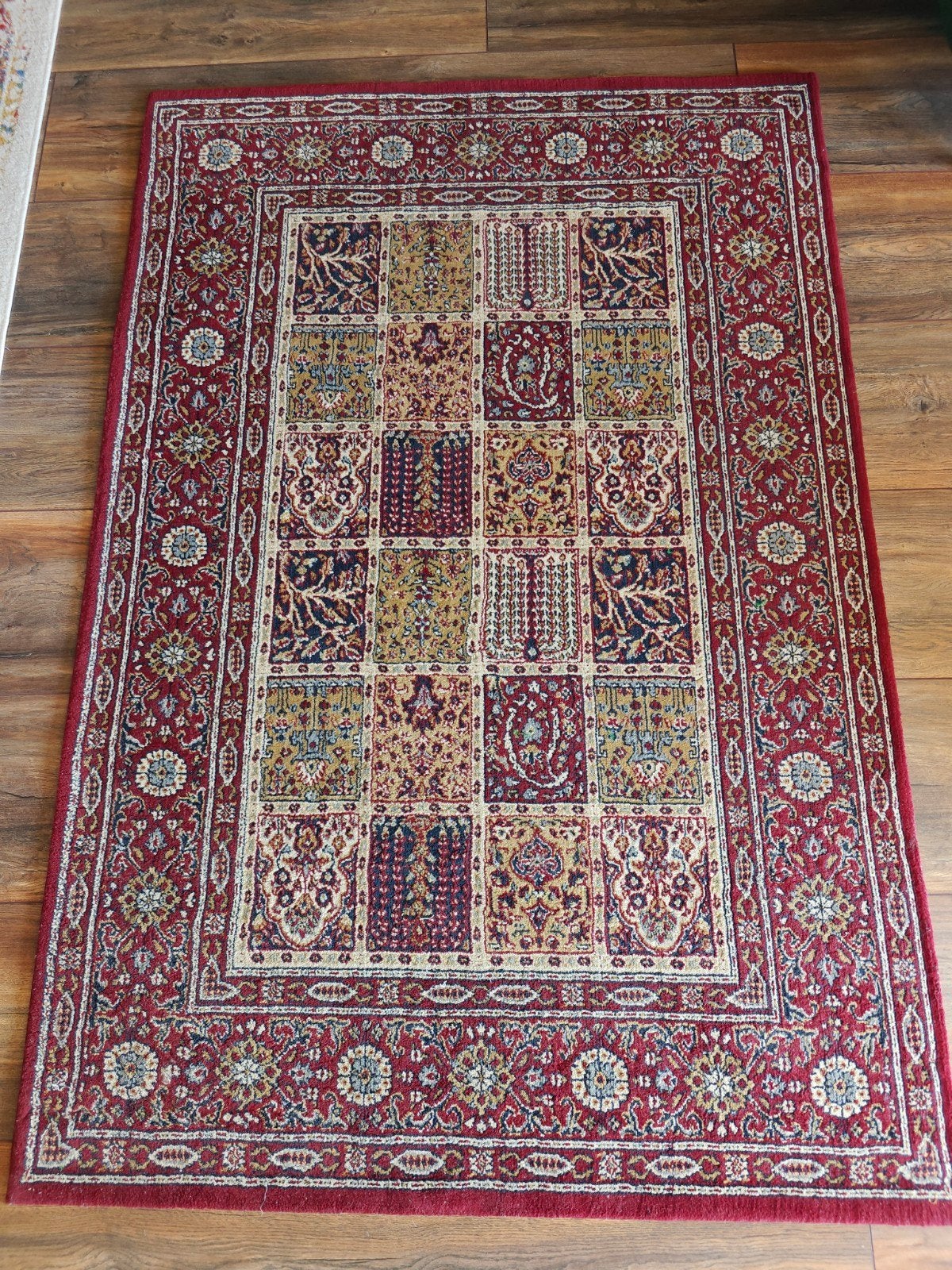 VALBY RUTA Vloerkleed - 133x195 cm - Rood/Beige, Ophalen, Gebruikt, 100 tot 150 cm, Groen