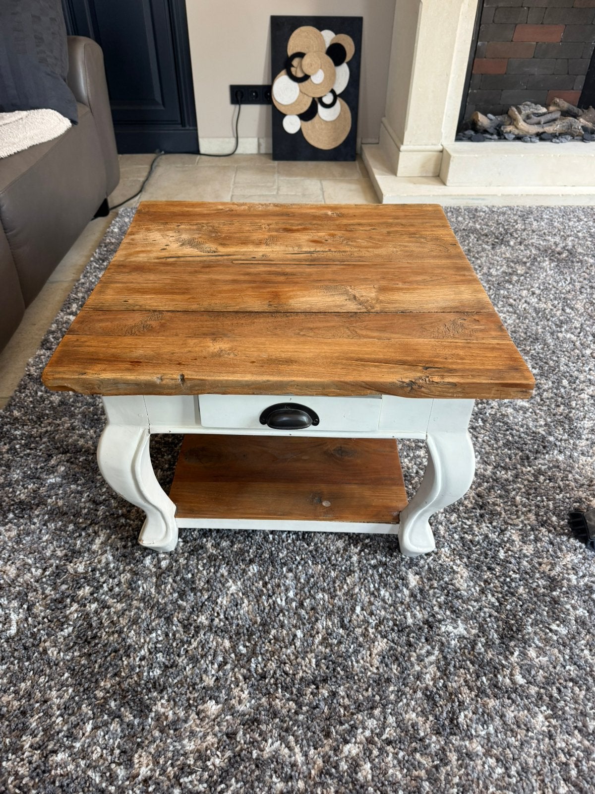 Tafeltje teak queen anne bijzettafel salontafel, Ophalen, Gebruikt, 50 tot 100 cm, 50 tot 100 cm