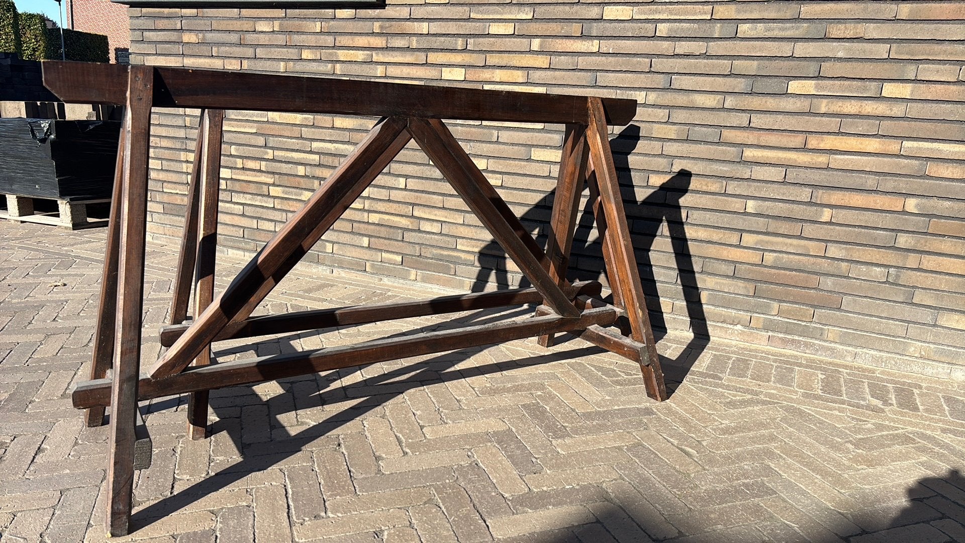 2 houten schragen, Doe-het-zelf en Verbouw, Werkbanken, Ophalen, Gebruikt