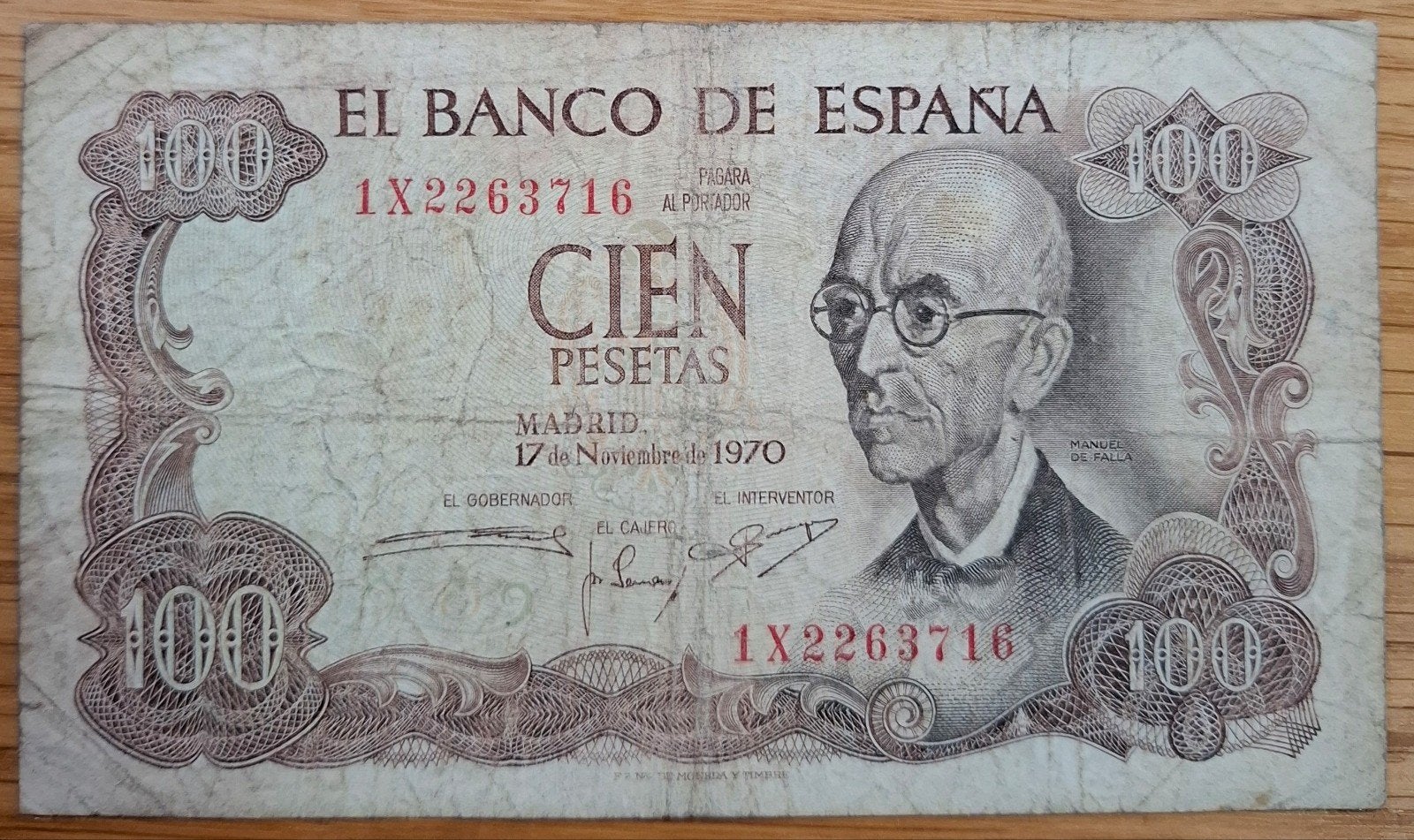 5a# Spanje 100 Pesetas 1970 P152a, Postzegels en Munten, Bankbiljetten | Europa | Niet-Eurobiljetten, Ophalen of Verzenden, Overige landen