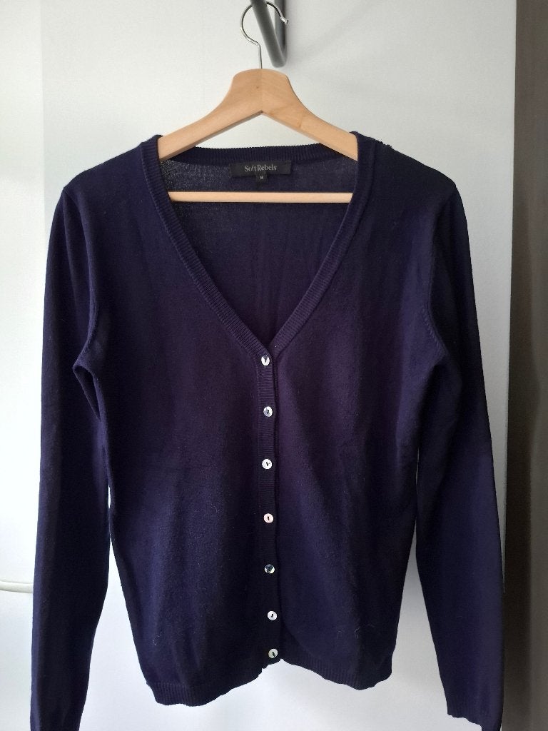 Donkerblauw vestje met V-hals van Soft Rebels, Kleding | Dames, Maat 38/40 (M), Soft Rebels, Blauw, Ophalen of Verzenden