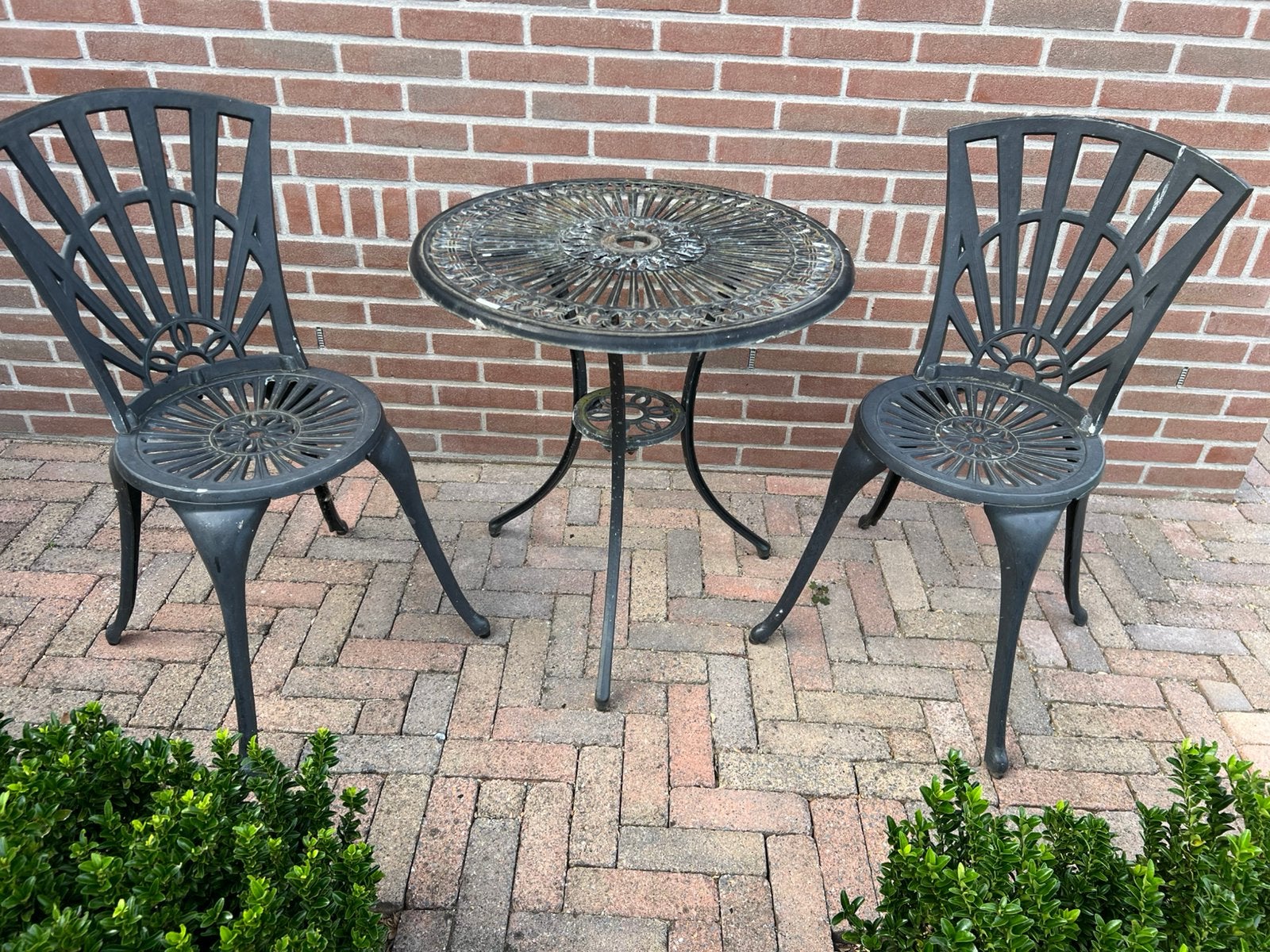 Bistroset giet aluminium, Ophalen, Gebruikt, Overige materialen, 2 zitplaatsen