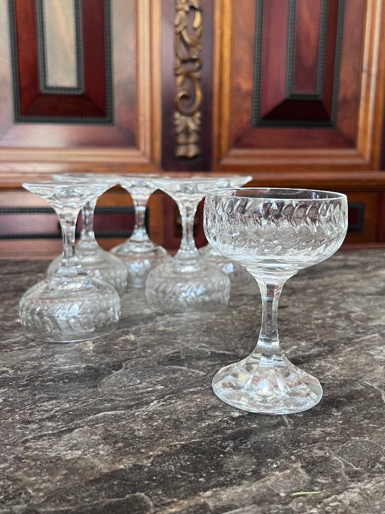 Kristal glas - kristallen glaasjes - champagne glaasjes, Antiek en Kunst, Antiek | Glas en Kristal, Ophalen