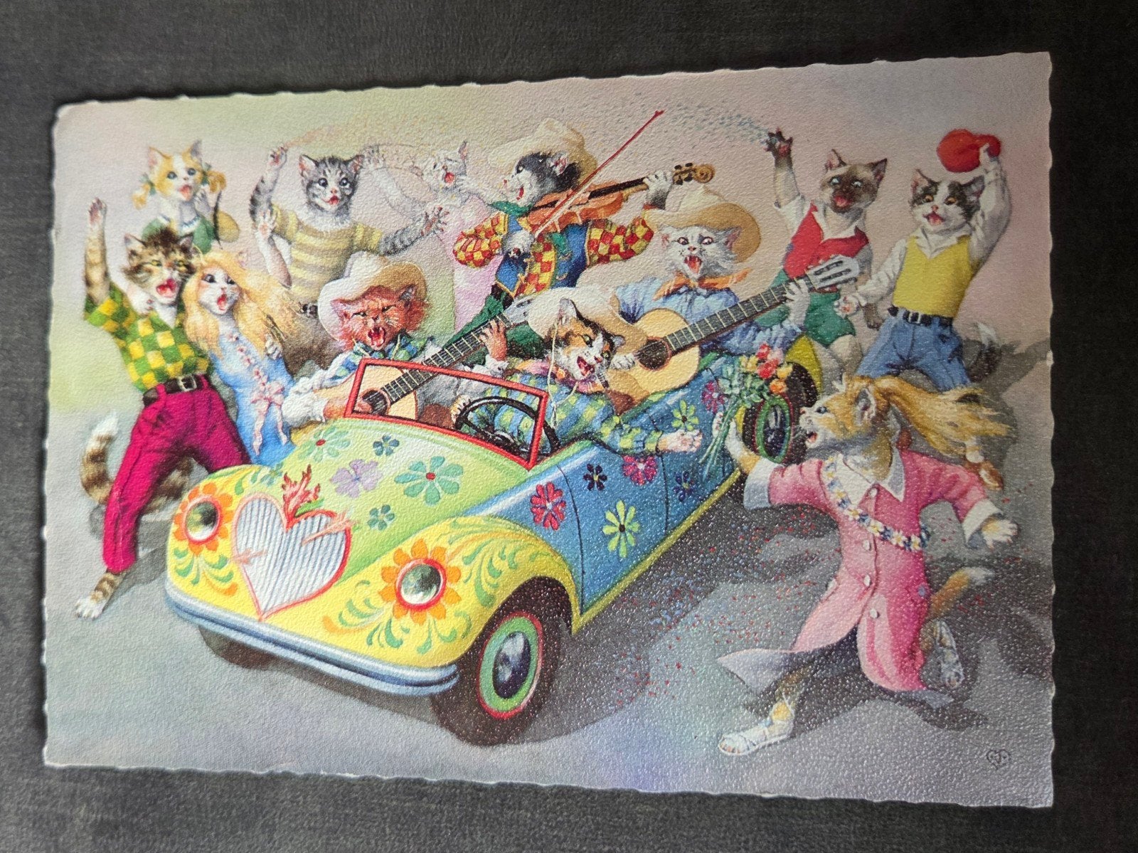 Kattenband in Hippie Auto, Verzenden, 1960 tot 1980, Gelopen, Kinderen
