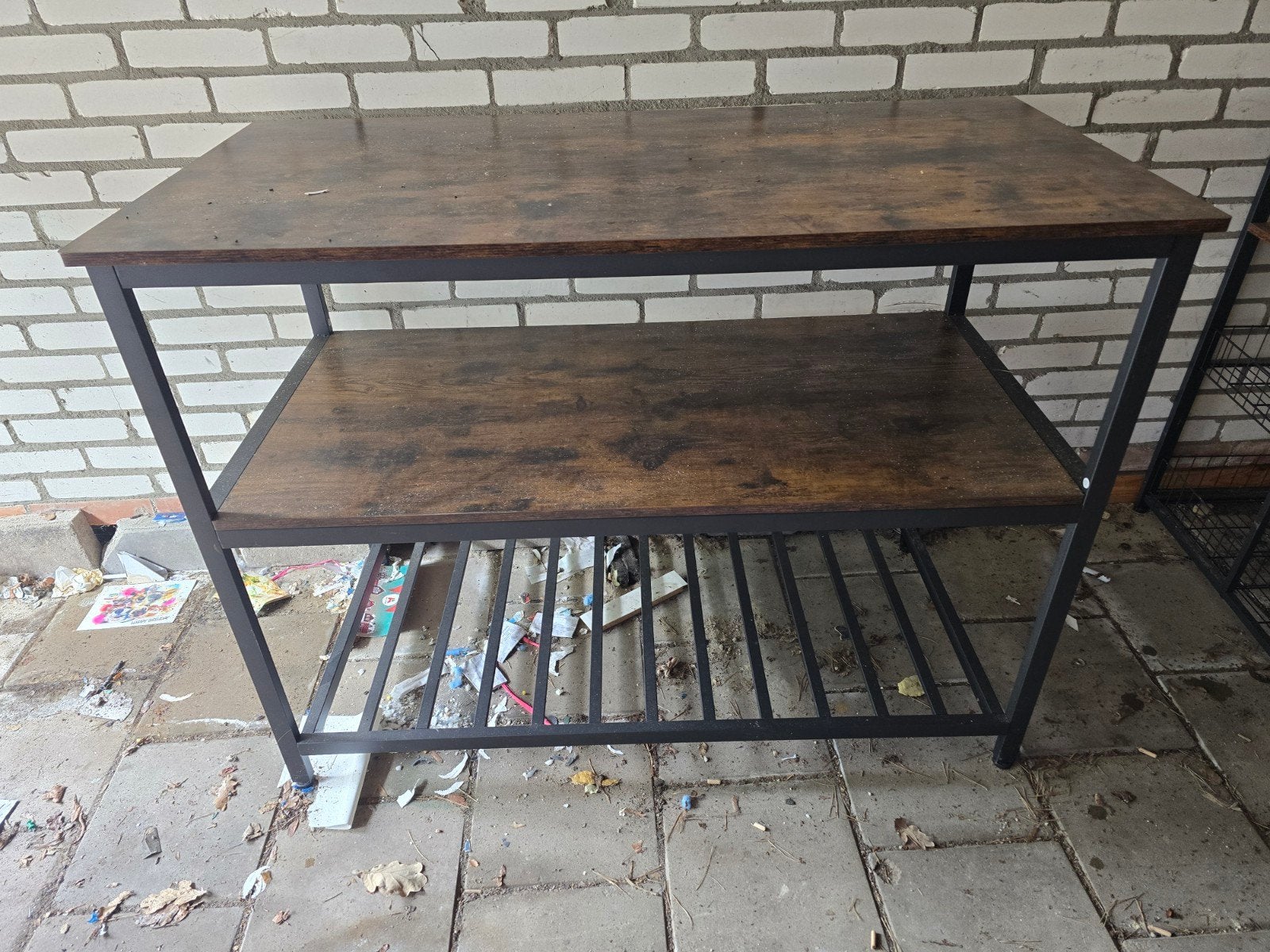 Industriële keukentafel/werkbank met 2 planken, Huis en Inrichting, Tafels | Eettafels, Overige houtsoorten, Gebruikt, 50 tot 100 cm