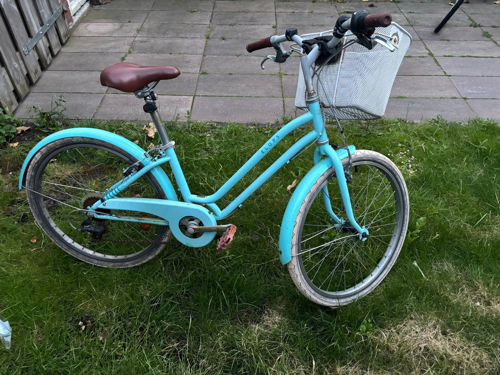 Meisjesfiets Decathlon Elops 24 inch - Lichtblauw, Ophalen, Velgrem, Handrem, Gebruikt