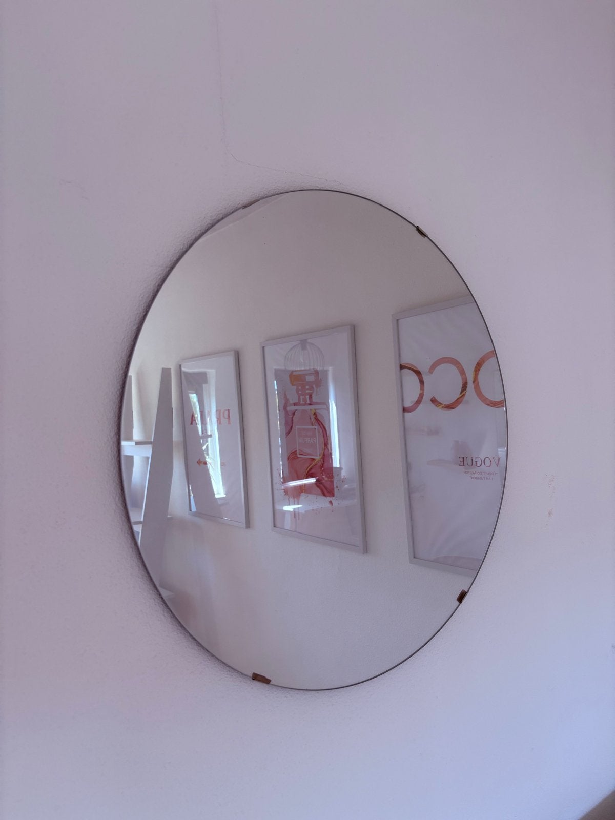 Ronde spiegel zonder lijst - 60 cm diameter, Huis en Inrichting, Woonaccessoires | Spiegels, Ophalen, Gebruikt, Rond, Minder dan 100 cm
