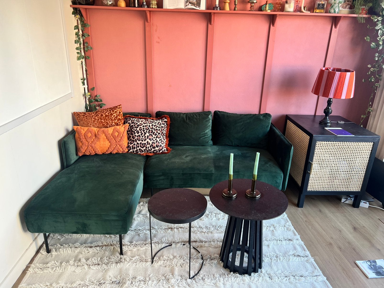 Leuke groene hoekbank links, Huis en Inrichting, Banken | Bankstellen, Ophalen, Minder dan 75 cm, 150 tot 200 cm