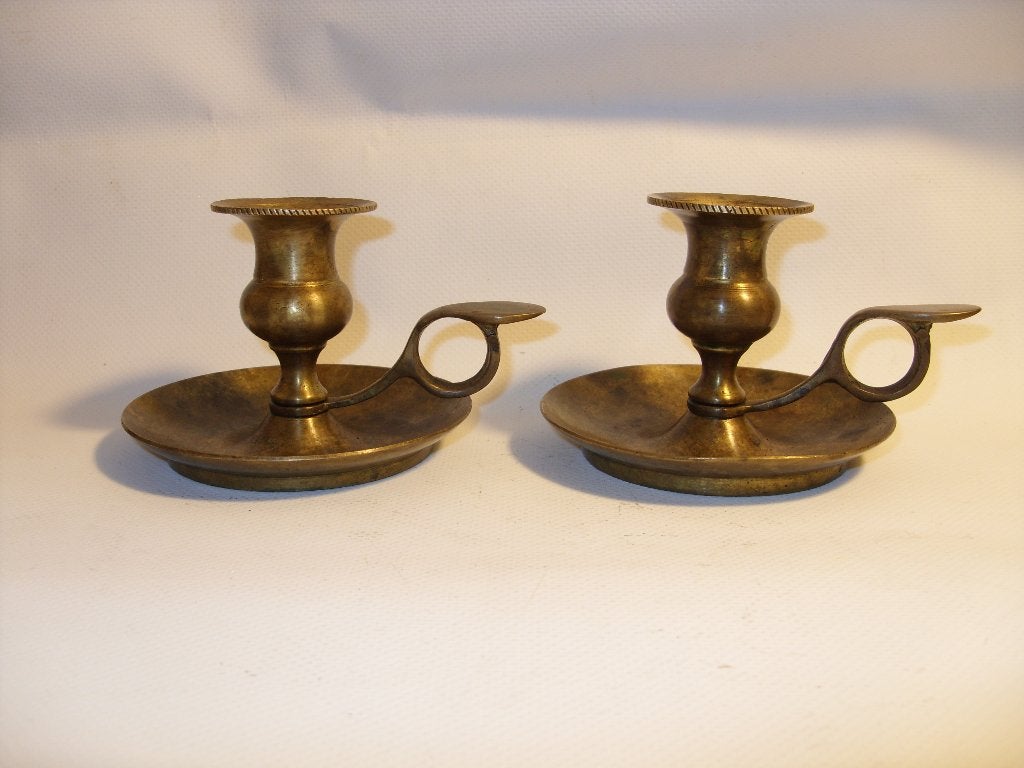 twee kandelaars set biedermeier messing, Antiek en Kunst, Antiek | Kandelaars, Ophalen of Verzenden, Koper of Brons