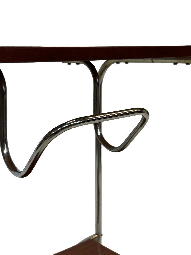 Vintage Art Deco / Bauhaus Stijl Bijzettafel Sidetable 60's, Ophalen, Gebruikt, 50 tot 100 cm, Teakhout