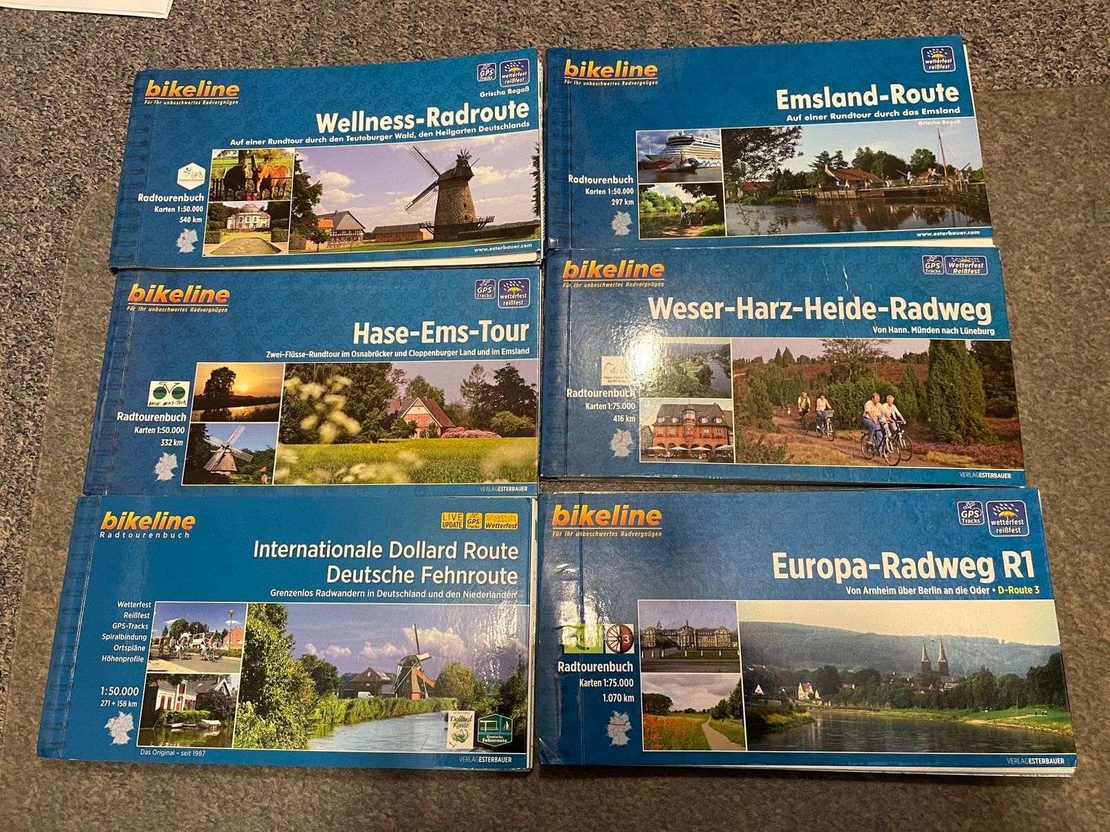 Set van 6 Bikeline fietsroutes Duitsland, Overige merken, Europa, Ophalen of Verzenden, Zo goed als nieuw