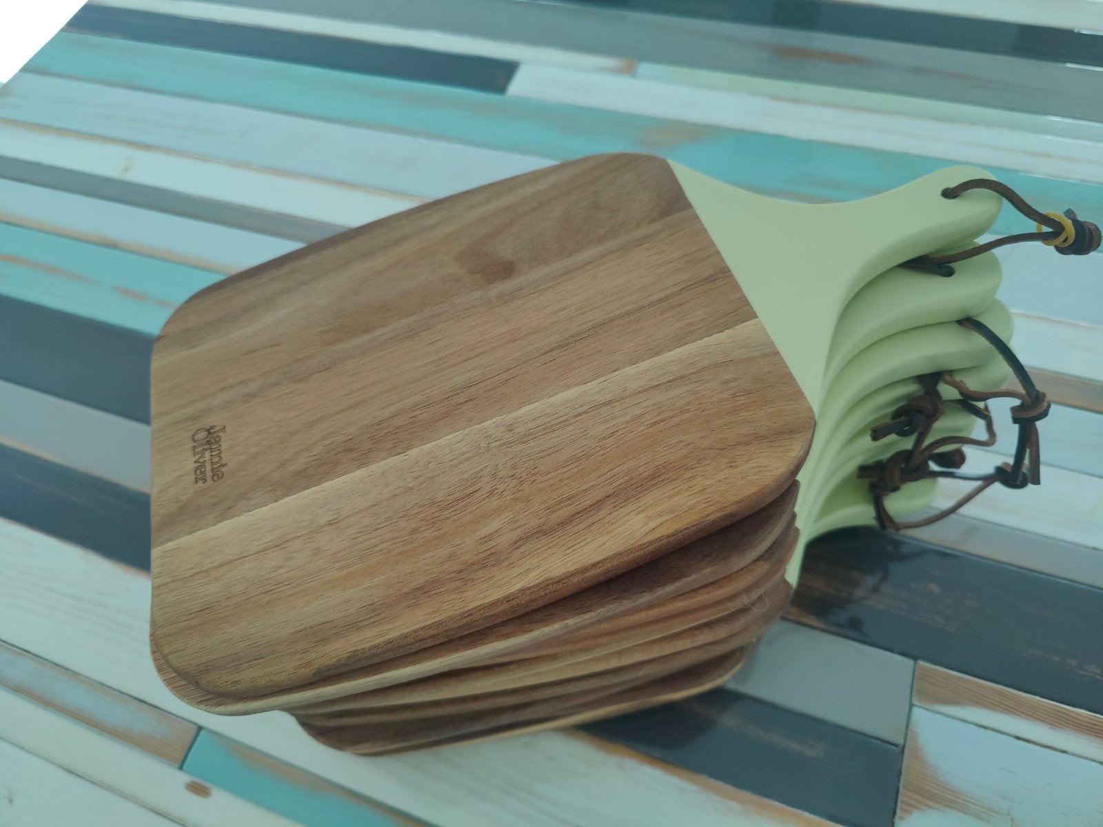 Jamie Oliver Snijplanken Set - 12 Stuks Hout & Beige/roen, Ophalen, Groen, Hout, Snij-/serveerplank
