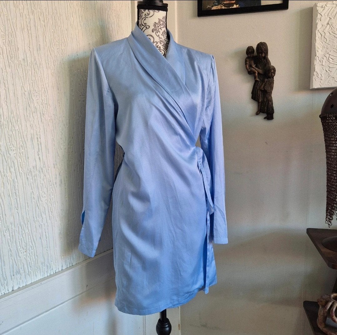 Lichtblauwe Vero Moda Satijnen Wikkeljurk Overslagjurk XL, Blauw, Vero Moda, Maat 46/48 (XL) of groter, Ophalen of Verzenden