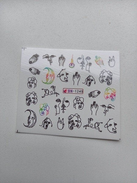 Velletje nagel water decals stickers BN-1245 kunst zwart, Zwart, Nieuw, Ophalen of Verzenden, Handen en Nagels