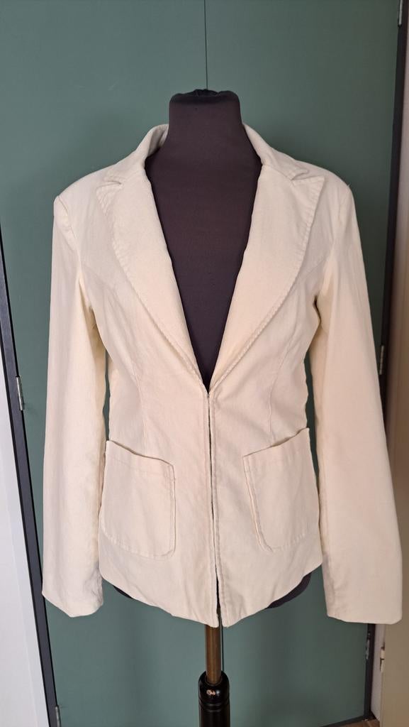 Creme ribfluwelen blazer, Kleding | Dames, Maat 38/40 (M), Ophalen of Verzenden, Zo goed als nieuw, Jasje
