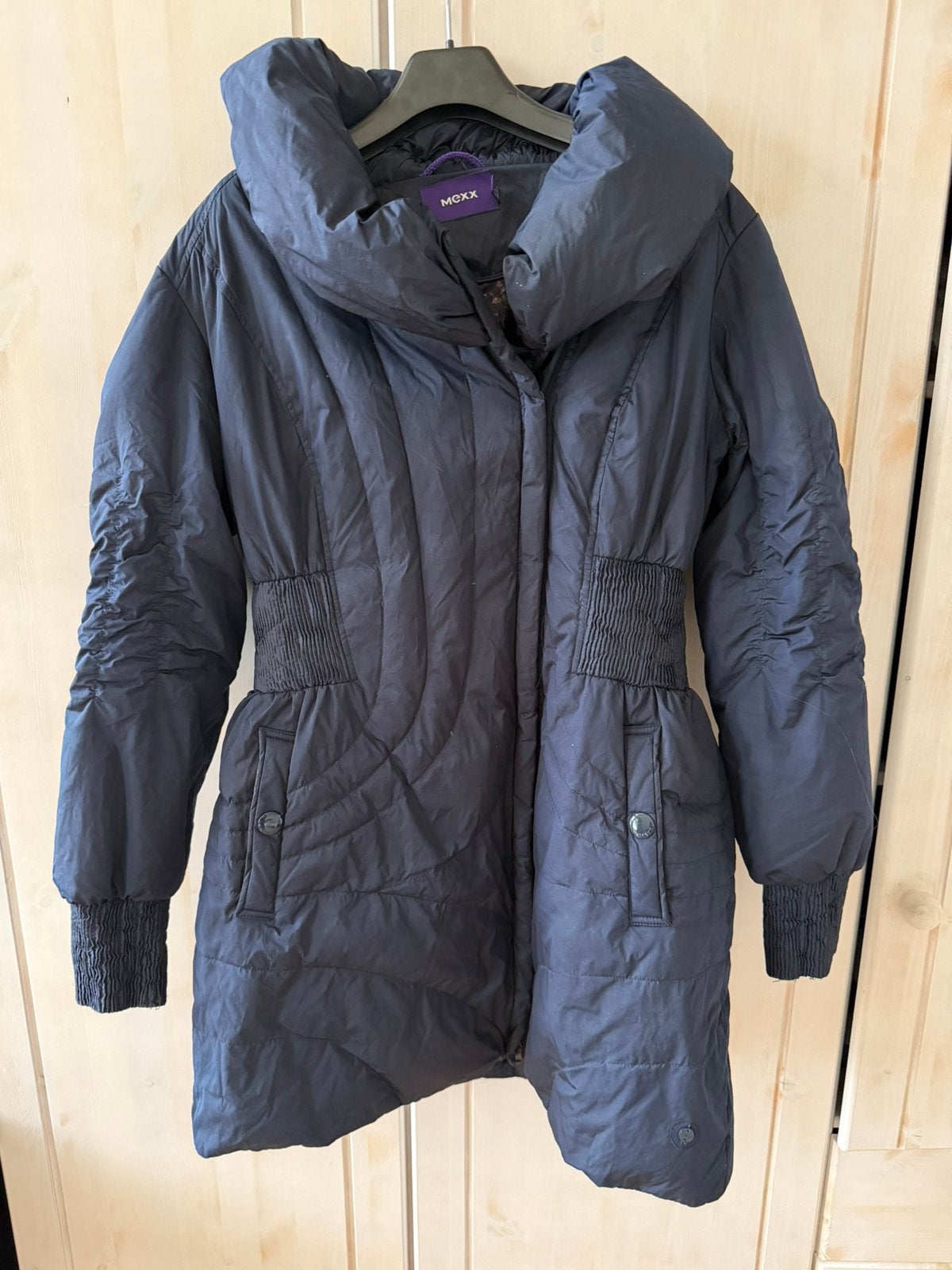mooie blauwe winterjas van Mexx maat L, Ophalen of Verzenden, Zo goed als nieuw, Maat 42/44 (L), Blauw