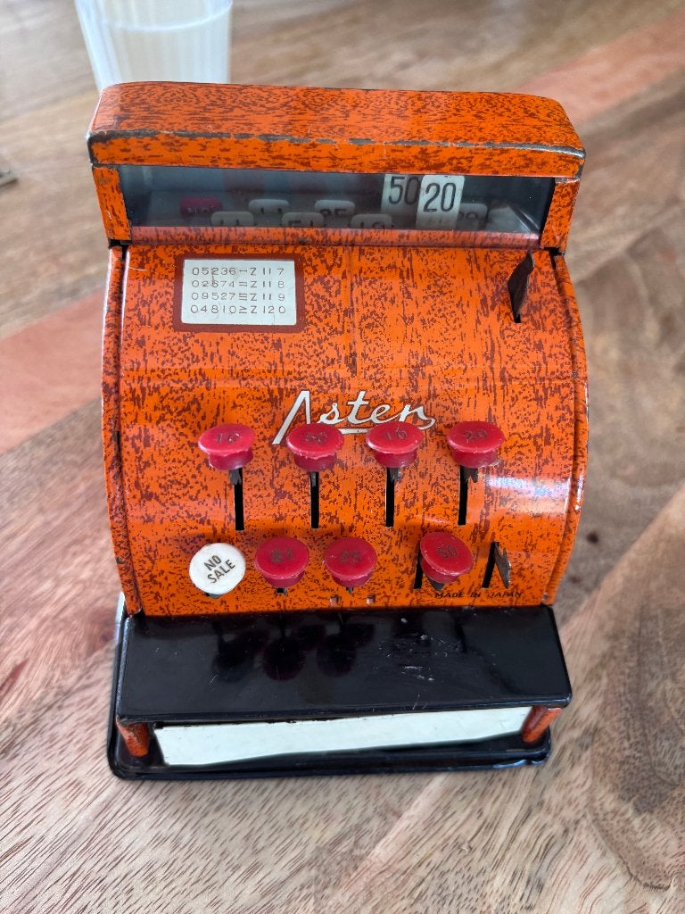 Vintage Aster blikken speelgoedkassa – Made in Japan, Antiek en Kunst, Ophalen of Verzenden